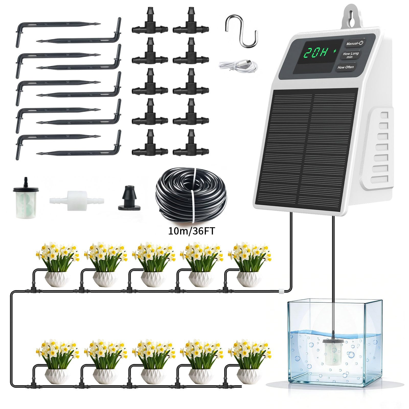 Plant Parent Kit - Upgraded Solar Drip Irrigation System Automatic