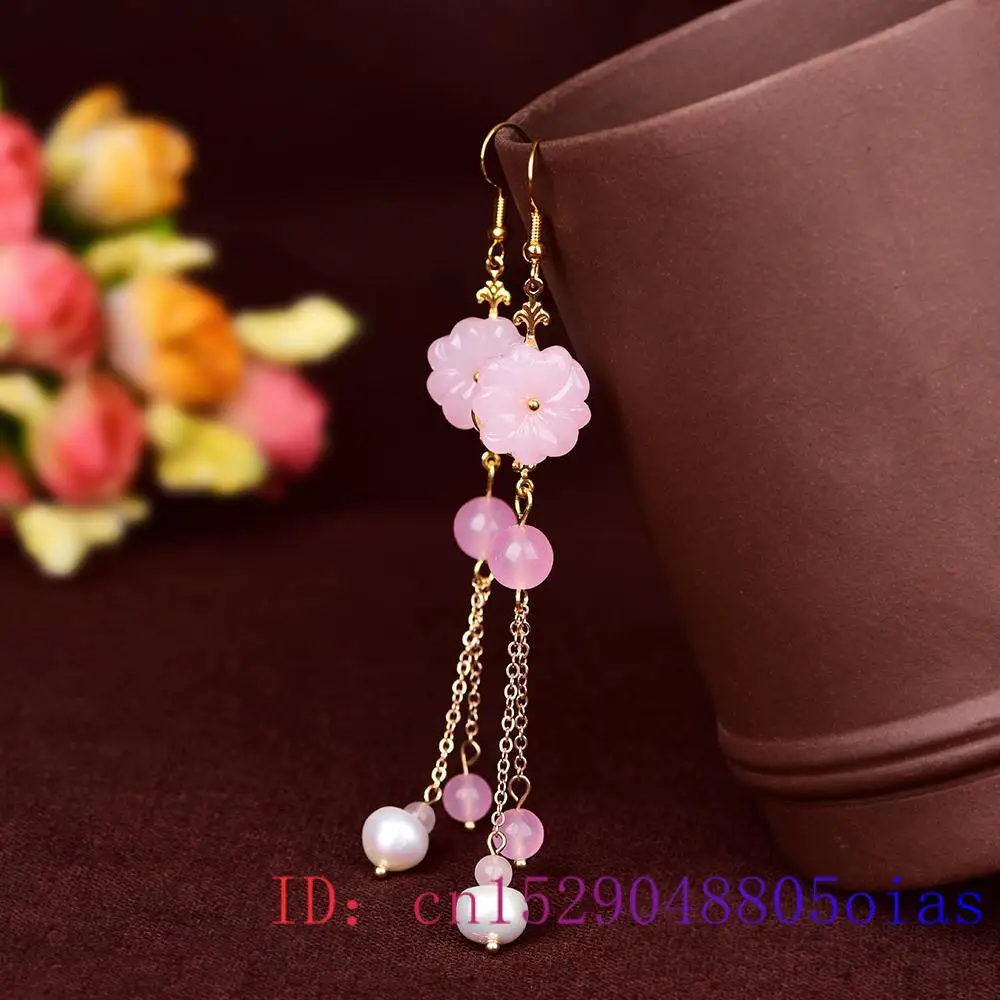 Pink Jade Flower Earrings Chal - Plant Parent Gifts recension och pris