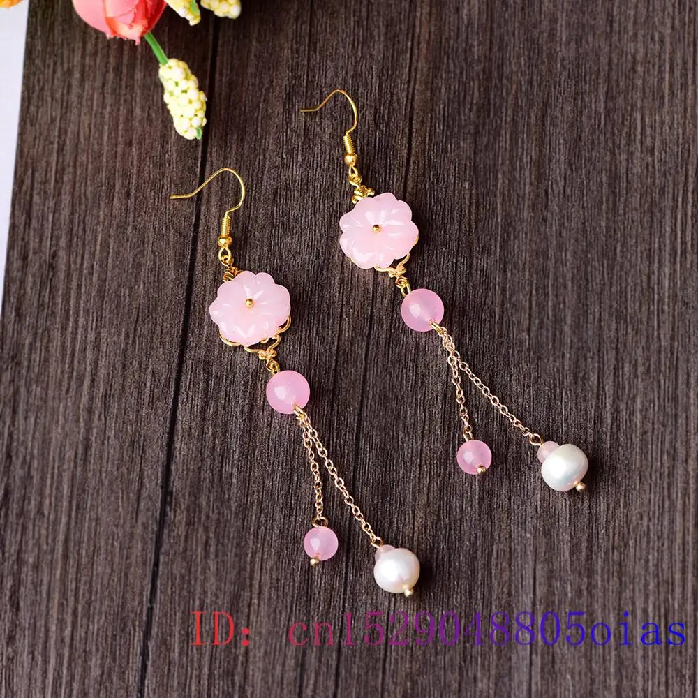 Pink Jade Flower Earrings Chal - Plant Parent Gifts recension och pris